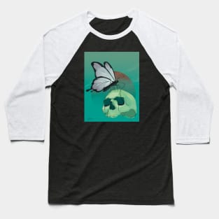 Cyberpunk Neon Death Butterfly And Skull Baseball T-Shirt